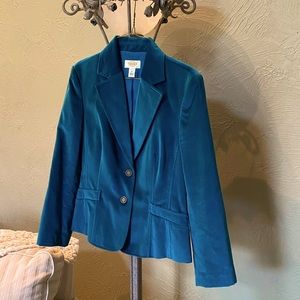 Talbots Teal Velveteen Blazer - Size 10P.